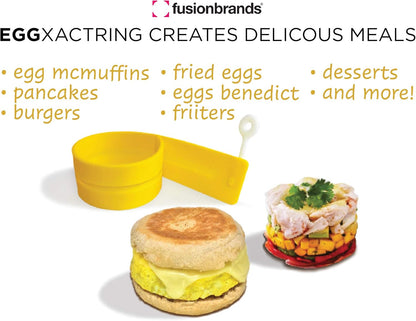 EggXactRing Adjustable Silicone Egg Ring, Food Ring for Baking, Molding, Presenting, Yellow