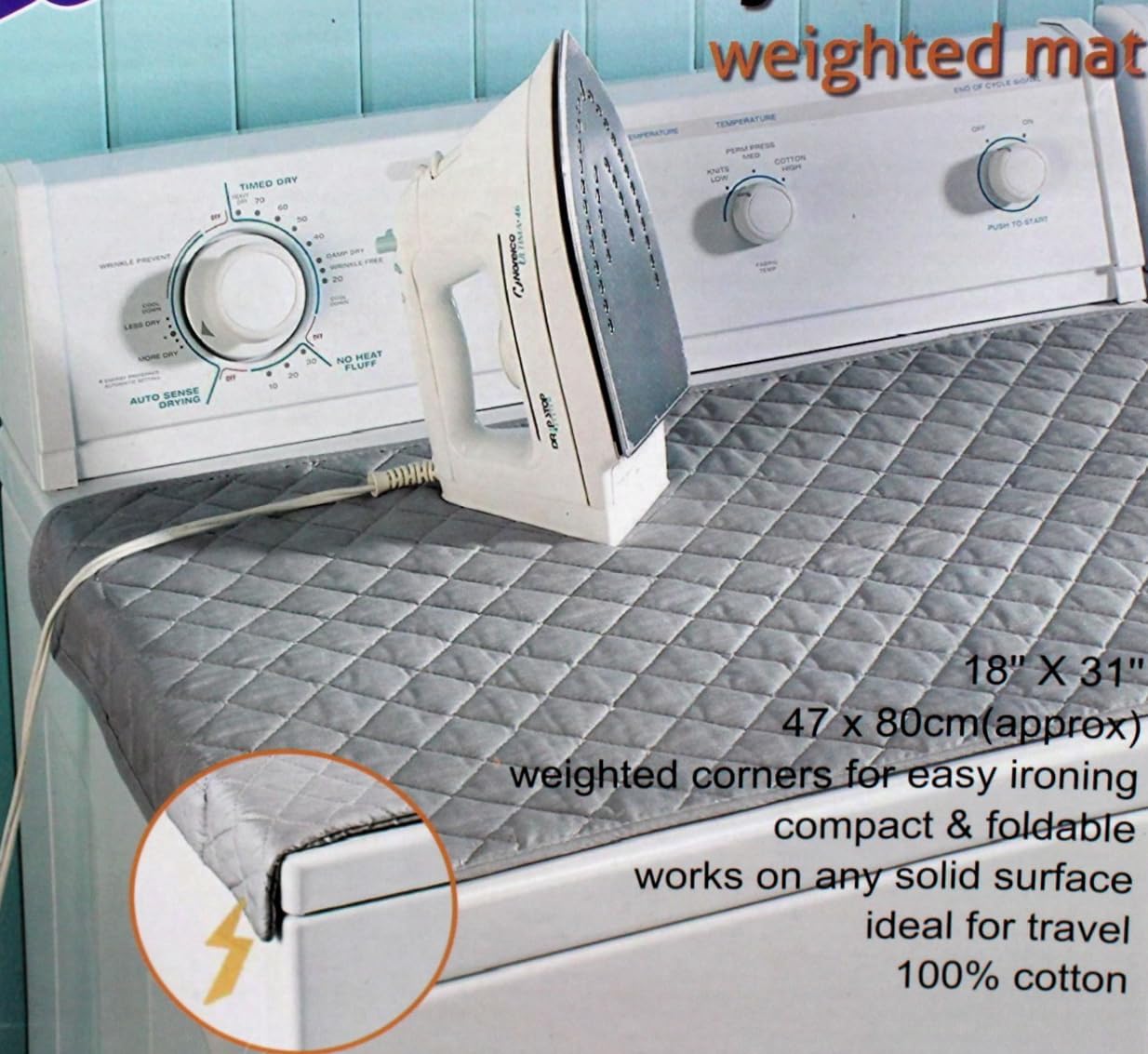 Dependable Industries Inc. Essentials Ironing Board Pad, Quilted Magnetic Corners for Travel Home Use