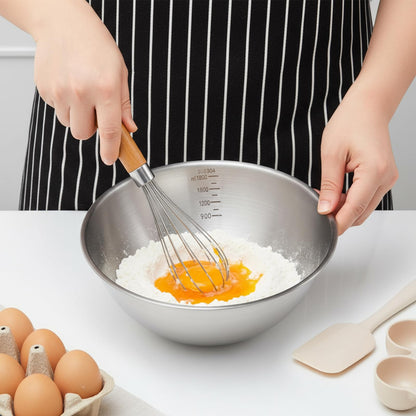 TOPZEA Stainless Steel Mixing Bowls Set of 3, Nesting Metal Kitchen Bowls with Measurement Mark, Small Meal Prep & Food Storage Bowl for Baking, Cooking, Dishwasher & Freezer Safe (0.74, 1.3, 1.9 Qt)
