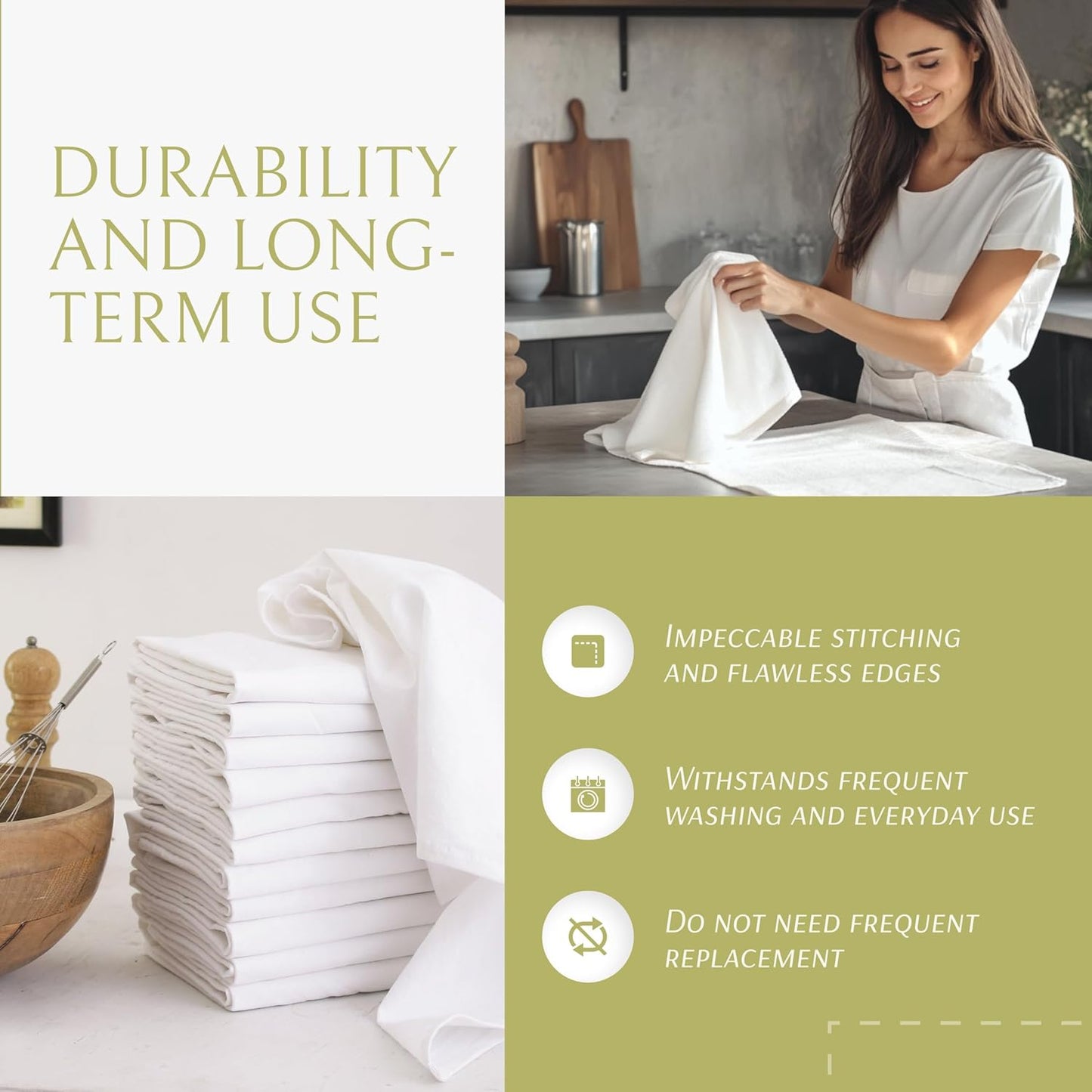 12 Pack, 28x28 Wealuxe Flour Sack Dish Towels for Kitchen, - Lint-Free, Super-Absorbent Cotton Tea Towels for Kitchen