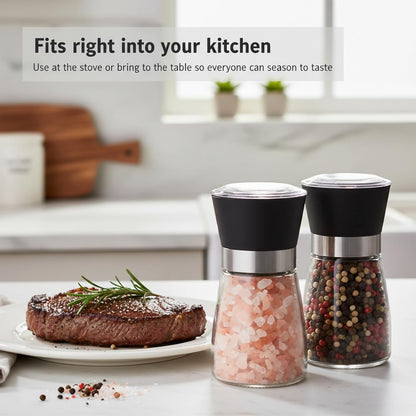 Skiennix Salt and Pepper Grinder Set - Refillable Spice Mills | 2.5" x 5.1" for Fresh Seasoning