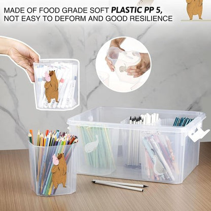 Loobuu 17QT Plastic Storage Bin with Lid - Stackable Clear Organizer Box for Crafts & Toys