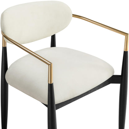 Meridian Furniture 11022Beige-AC Riccio Collection Modern | Contemporary Dining Arm Chair with Beige Performance Polyester, Ash Wood, Iron, 21.5" W x 21.5" D x 29.5" H, Beige, Set of 2