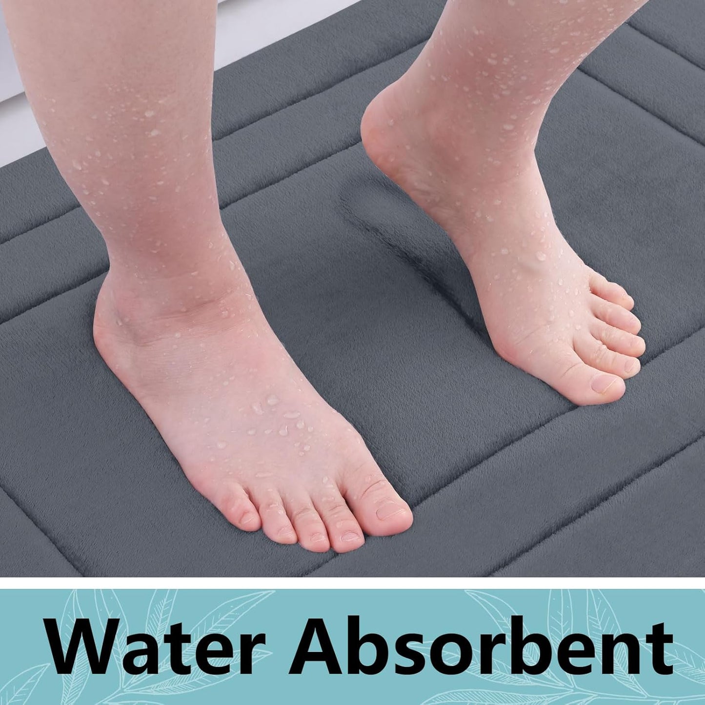 Arotive Memory Foam U-Shaped Toilet Rugs 24x20, Super Soft Absorbent Contoured Bath Mats, Dark Grey