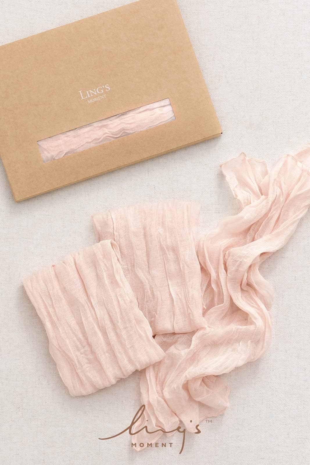 Ling's Moment Luxury Cloth Wedding Napkins - 19x19 Inch Reusable Cheesecloth Linen Napkins for Wedding Reception, Bridal Shower, Dinner Table - Washable, Durable (Set of 10), [Blush]