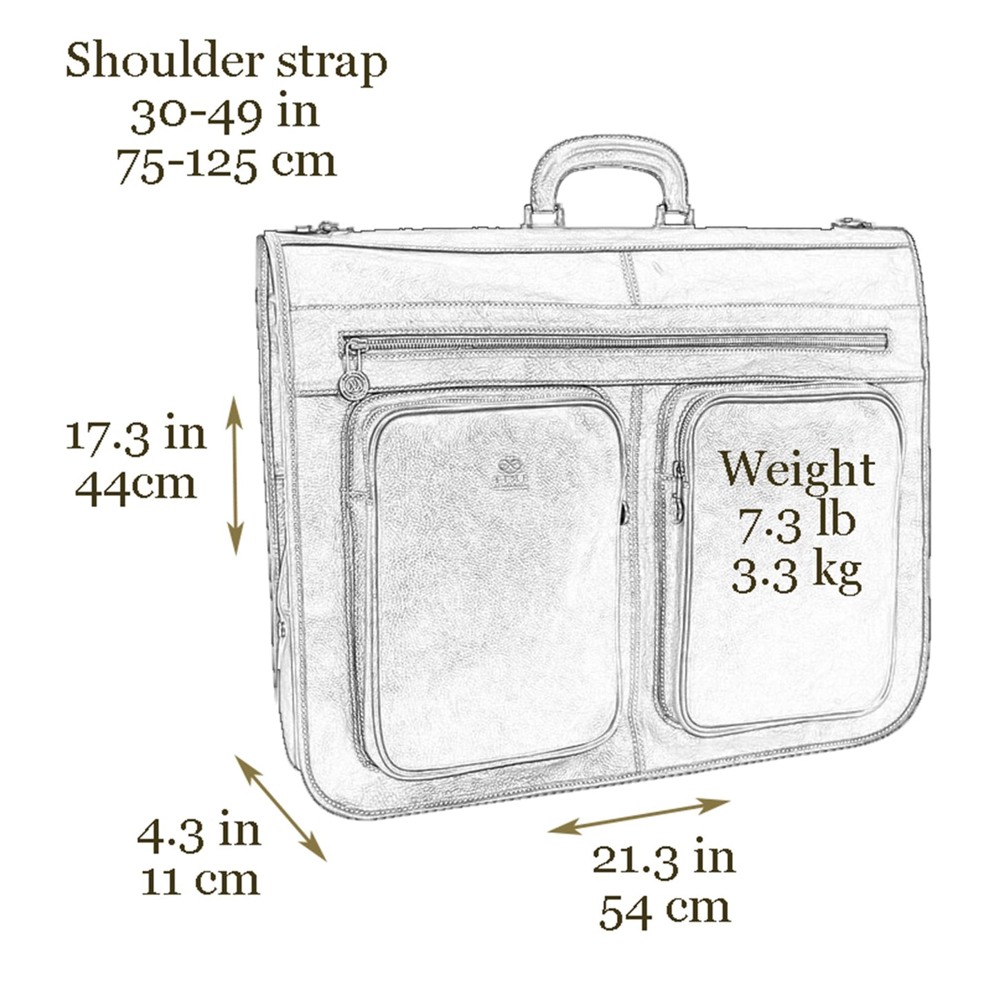 Time Resistance Leather Garment Bag - Slim Suit Duffel Carry-On Suitcase for Dress Protection (Brown)