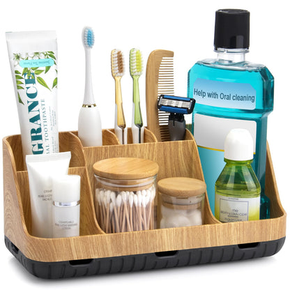 GFWARE Bathroom Organizers and Storage - Detachable 7 Slots Kids Electric Toothbrush and Toothpaste Holde Drainage for Bathroom Accessories Organization Counter Vanity Storage
