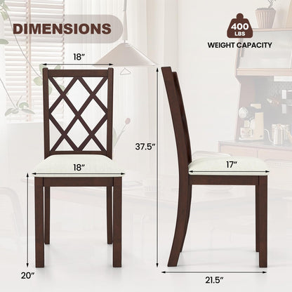 NAFORT Wooden Dining Chairs Set of 6, High Back Kitchen Chairs, Vintage Dining Room Chairs with Cushioned Seat, Solid Rubber Wood Legs, Max Load 400 Lbs, for Kitchen, Dining Room, Cafe, Restaurant
