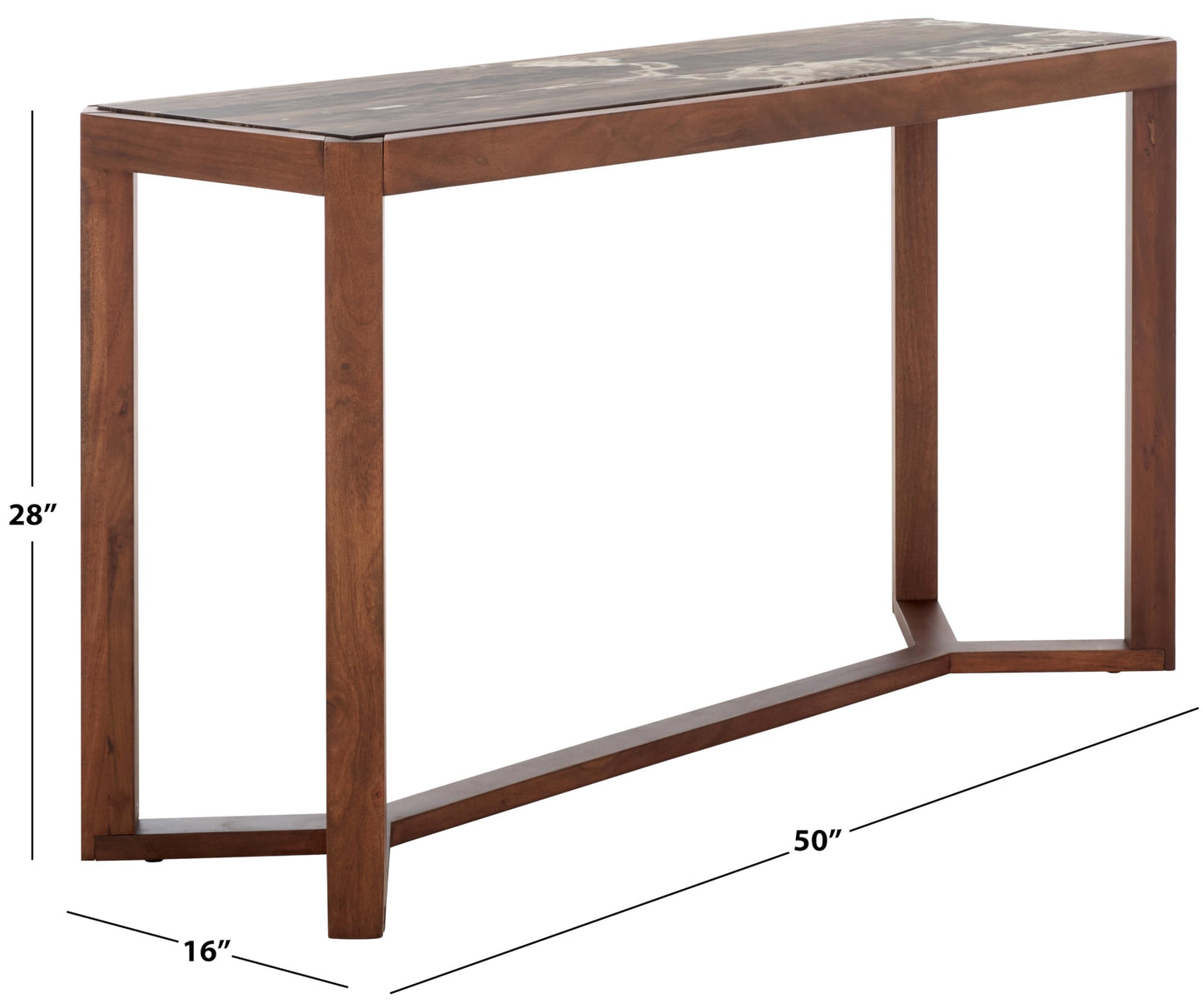 SAFAVIEH Couture Collection - Bernardi Walnut & Brown Marble Top Console Table with Solid Wood Base, Modern Accent Entryway Table (SFV9745B)