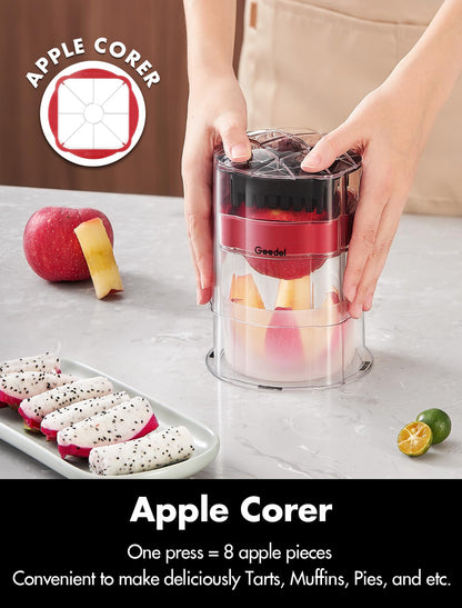 French Fry Cutter, Professional Home Style Onion Chopper, Vegetable Chopper Dicer Manual, Easy to Clean, Ultra Sharp Blades Thick-Strip Fry Cutter Apple Slicer and Corer, 3 Blades