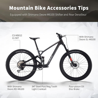 SAVADECK Carbon Fiber Soft Tail Mountain Bike All Terrain Suspension Off-Road Fox Front Fork and Adult Racing, Firepower Orange-M6100-12 Speed (Gray, 29 * 19)