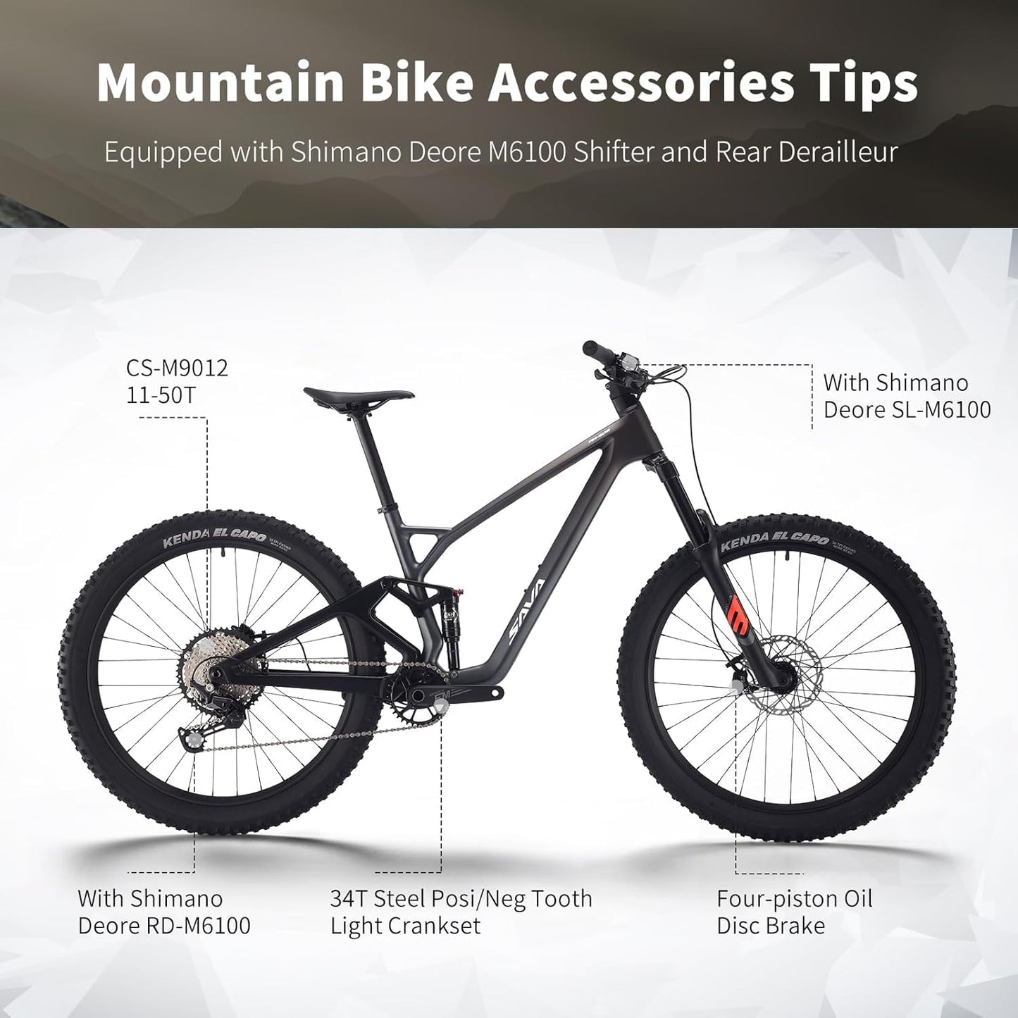 SAVADECK Carbon Fiber Soft Tail Mountain Bike All Terrain Suspension Off-Road Fox Front Fork and Adult Racing, Firepower Orange-M6100-12 Speed (Red, 29 * 19)