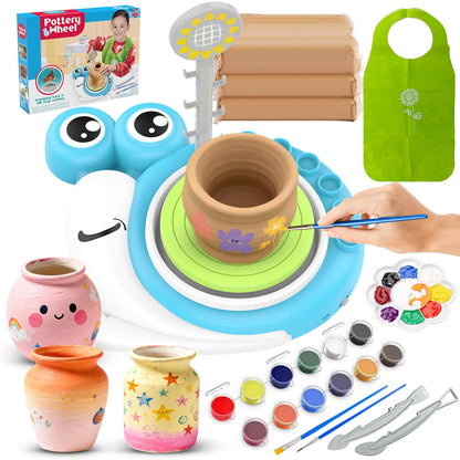 Pottery Wheel for Kids with 3 Clay Kits & Painting Supplies, Complete Arts and Crafts for Kids Ages 8-12, Mini Pottery Studio Toys for Ages 8-13, Ideal Christmas Birthday Gift for Grandkids Boys Girls