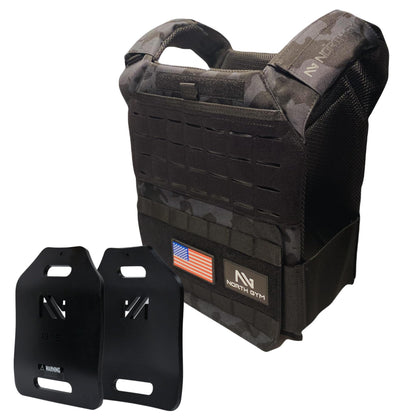 Northgym Adjustable Weighted Vest/Incl. Two 3D Weight Plates in 14lbs / 20lbs/ 30lbs/ 42.5lbs - Optimized Weight Distribution and with Curved Plates for Running, Functional Training and Working Out