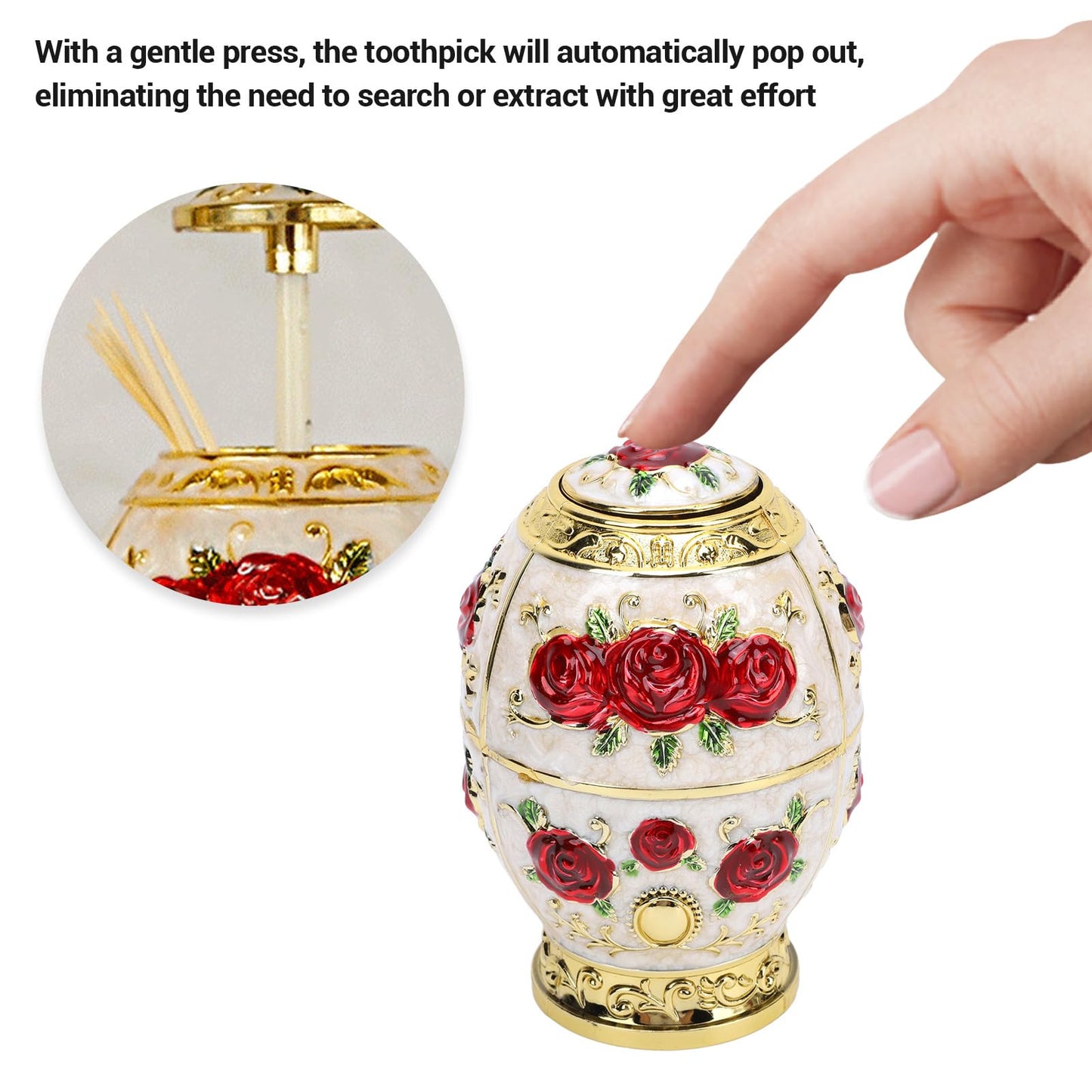 Sunicon Portable Retractable Toothpick Holder, Toothpick Holder, Automatic Retro Pop Up Toothpick Dispenser Toothpicks Case Storage Organizer Container Decoration for Kitchen