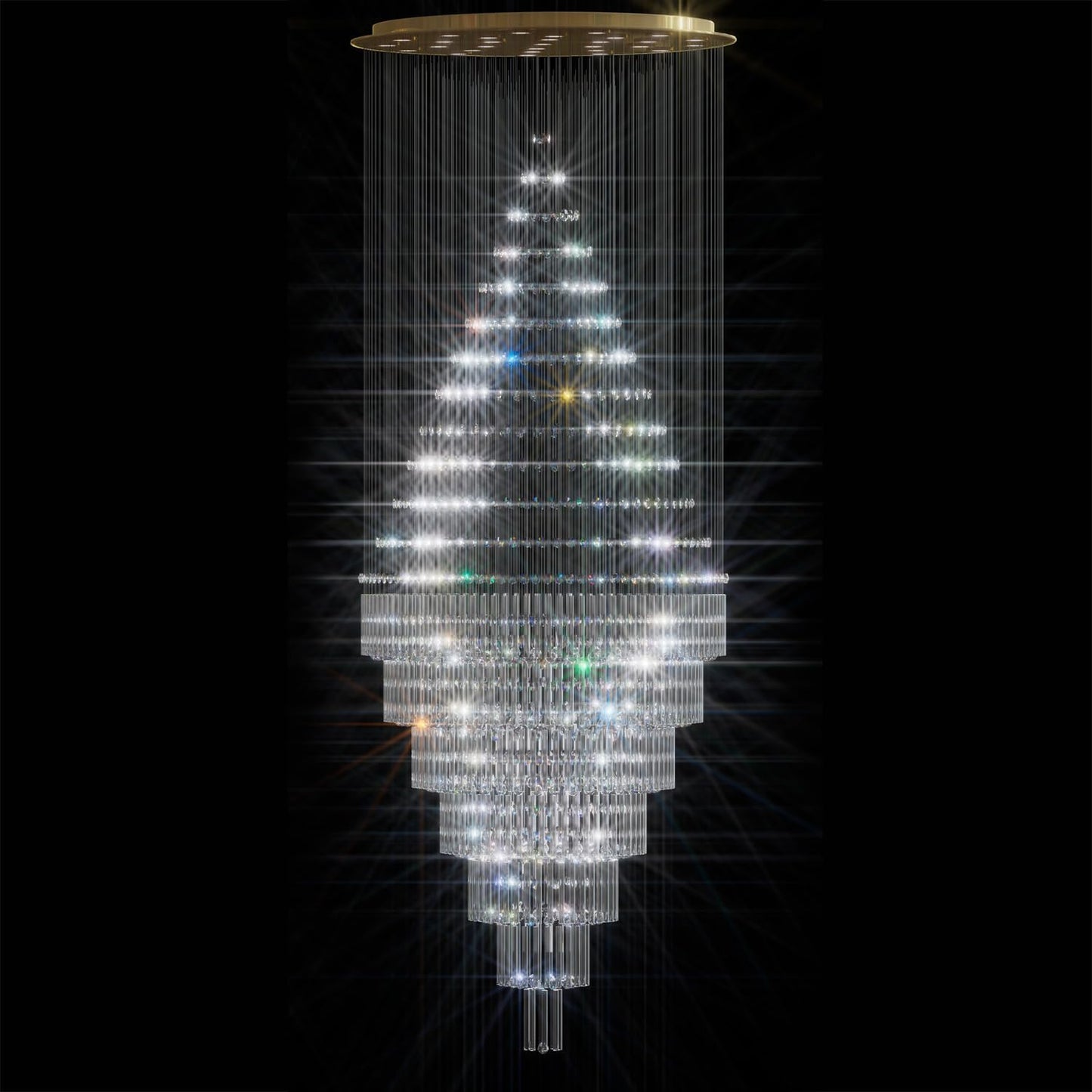 Flashing God D59''X H120'' Large Chandelier for High Ceiling, Modern Crystal Chandeliers Lighting Fixture Raindrop Chandelier for Entryway Staircase Foyer Living Room