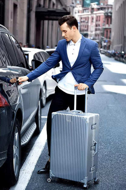 HotWay 28 Inch Checked in Luggage with Aluminum Frame,PC Hard Shell Suitcase with Spinner Wheels and TSA Lock, Large Suitcase for Business Travel