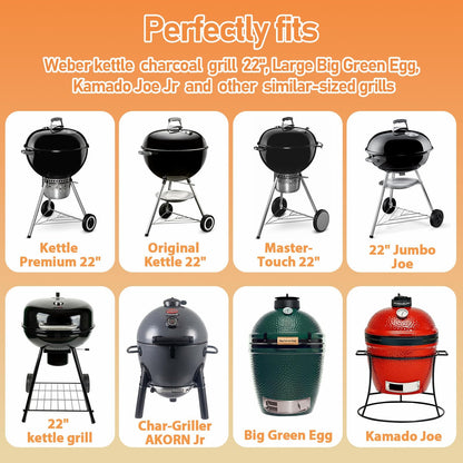 Utheer Grill Table Cart for Weber Kettle 22" Charcoal Grill, Big Green Egg, AKORN Jr – Oversized 47.7"x32.2" Surface (30% Larger) with 3-Level Adjustable Shelf, Storage Cabinet, Hooks & Towel Holder