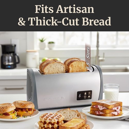 Elite Gourmet 4-Slice Digital Toaster - Touch Screen LED, Extra Wide 1.5” Slots, 6 Browning Levels, Stainless Steel