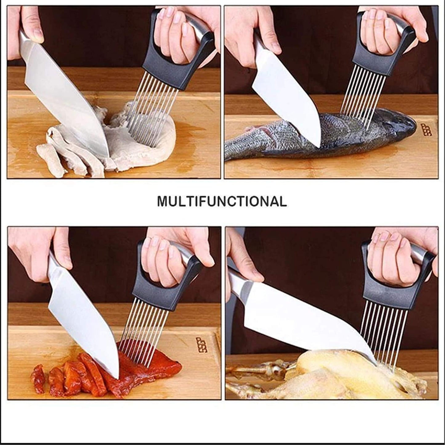 Assistant Slicers Stainless Steel Vegetable Rack Slicers Meat Slicers Onion Peeler, Potato Cutter Slicer, Vegetable Helper, Stainless Steel Fork Slicing, Kitchen Tool Cutting Chopper