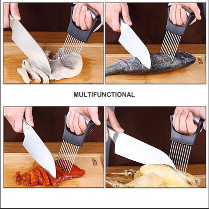 Assistant Slicers Stainless Steel Vegetable Rack Slicers Meat Slicers Onion Peeler, Potato Cutter Slicer, Vegetable Helper, Stainless Steel Fork Slicing, Kitchen Tool Cutting Chopper