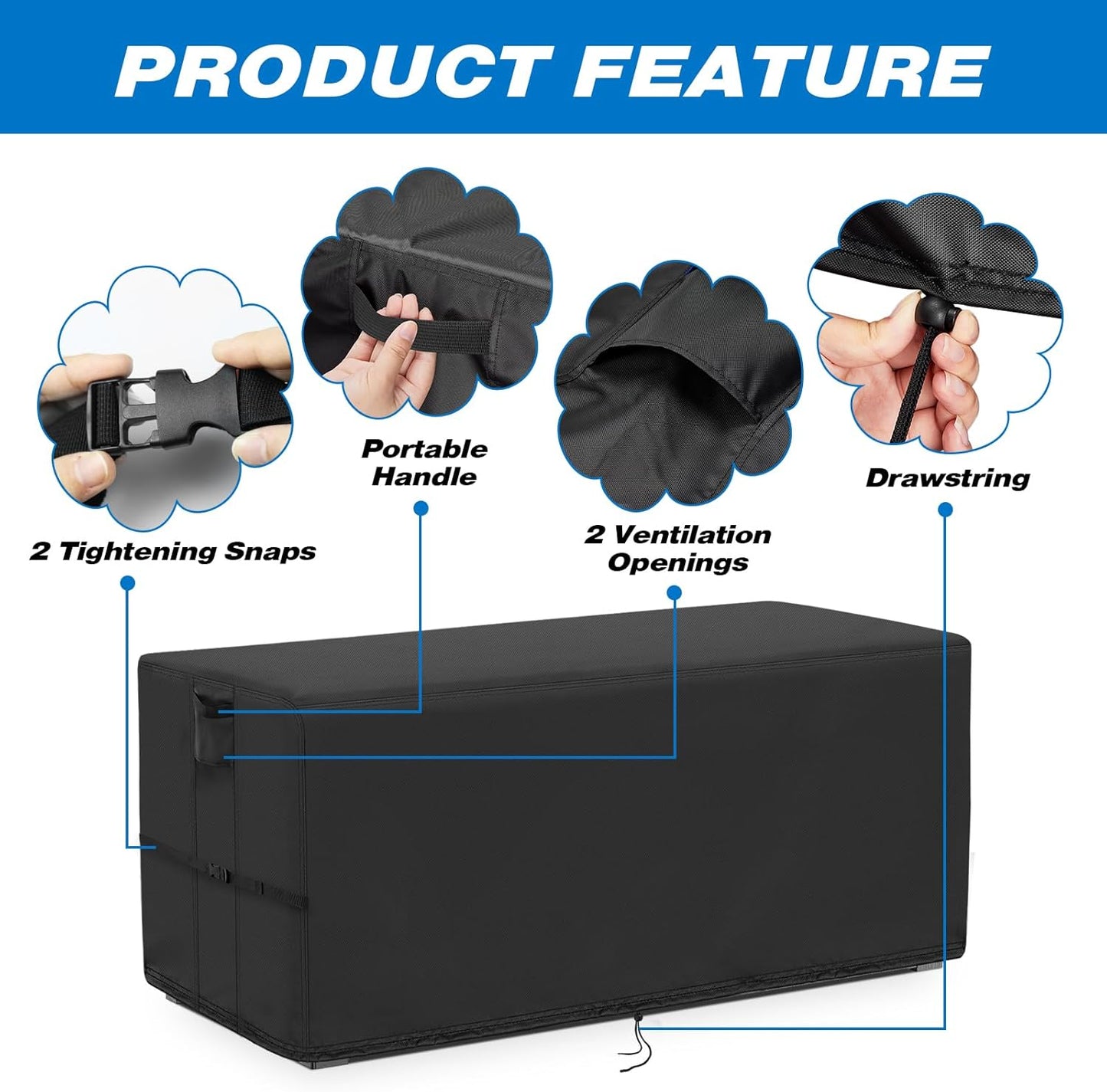 100 80 (50" 22" 25" Kingling Deck Box Cover, Outdoor Storage Box Cover for YITAHOME Gallon/Keter Gallon Deck Box