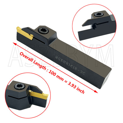 ASZLBYM Lathe Grooving Tool Holder Grooving Cut-Off Tool Holder MGEHR1616-3 With 11pcs MGMN300-M Indexable Carbide Grooving Inserts