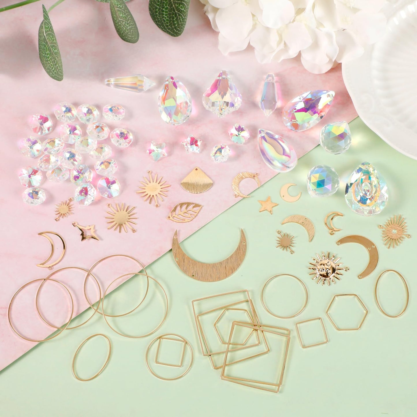 Sun Catcher Kits for Adults, 228pcs DIY Suncatcher Making Supplies Arts and Crafts for Girls Women Hanging Ornaments for Indoor Windows Prism with Crystal Balls Gift for Birthday Mother's Day