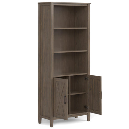SIMPLIHOME Ela Bookcase - 72 inch Tall 5-Shelf Solid Wood Bookshelf in Smoky Brown, Transitional Storage for Living Room, Study Room or Office with Open Design and Sleek Panel Detailing