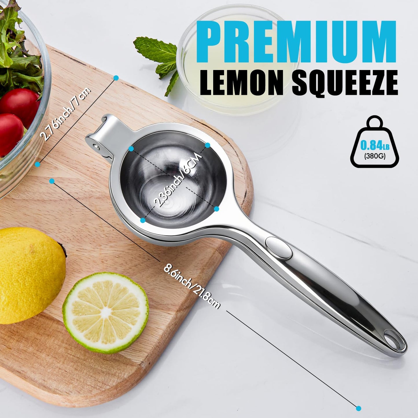COKORA Lemon Squeezer Manual, Large Handheld Metal Lemon Juicer Squeezer Dishwasher Safe, Heavy Duty Lemon Press Squeezer is Suitable for Lemon, Lime, and Citrus,Easy to Use and Clean - Silver
