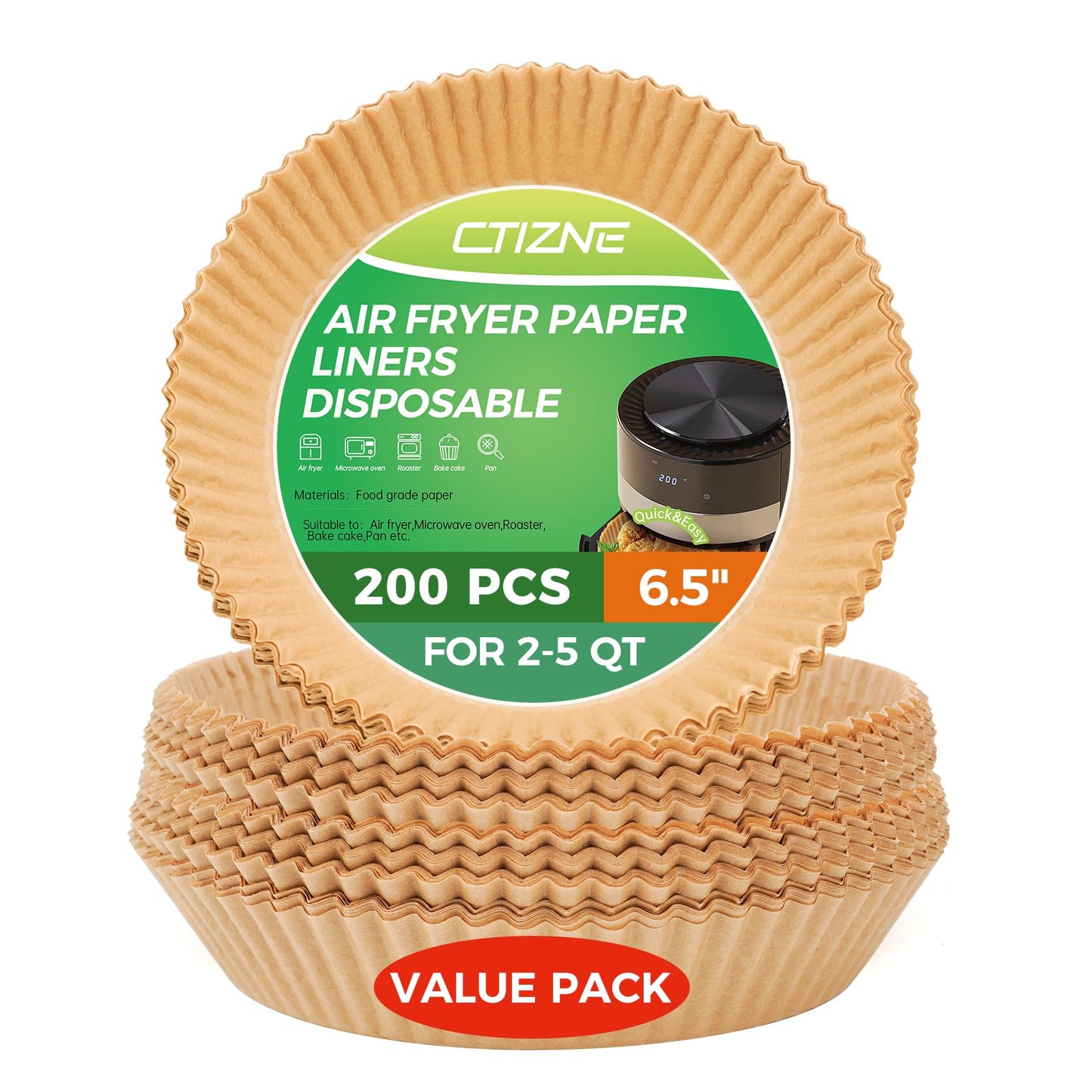 Air Fryer Disposable Paper Liners - 150Pcs 8In Square Parchment Paper Non-Stick Airfryer Basket Liners for Steamer Microwave Oven, Deep Fryer Parts & Accessories