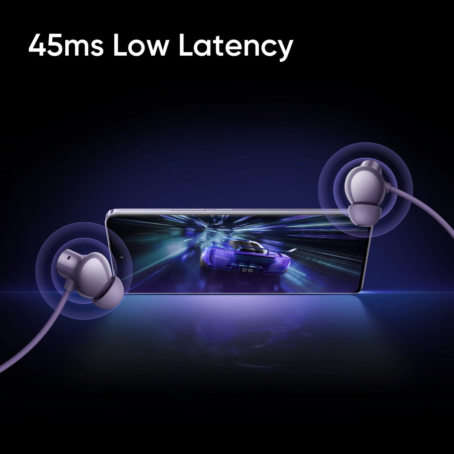 realme Buds Wireless 5 ANC in Ear Bluetooth Headphones, 50dB ANC, 13.6mm Dynamic Bass Driver, 360° Spatial Audio, 45ms Low Latency, Upto 38hrs Playback, IP55 Rating, Dual Device Connection - (Purple)