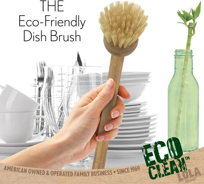 1 LOLA Eco Clean Bamboo Dish Brush, Multi Purpose, Sustainable Ergonomic Renewable Bamboo Handle, Fibers are Recycled