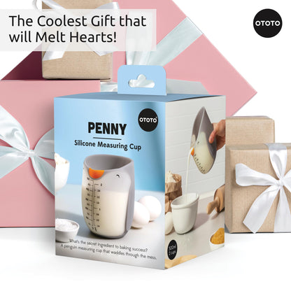 OTOTO Penny Penguin Silicone Measuring Cups for Cooking - 500ml Cute Measuring Cups for Baking, BPA-Free, Microwave Safe, Penguin Gifts, Cute Kitchen Accessories, Funny White Elephant Gifts