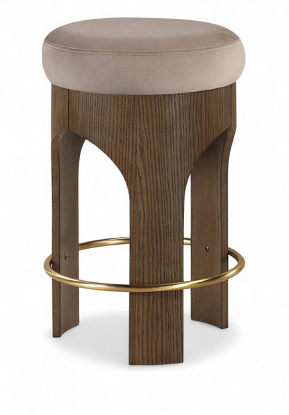 Meridian Furniture Bocceli Taupe Velvet Upholstered Counter Stool