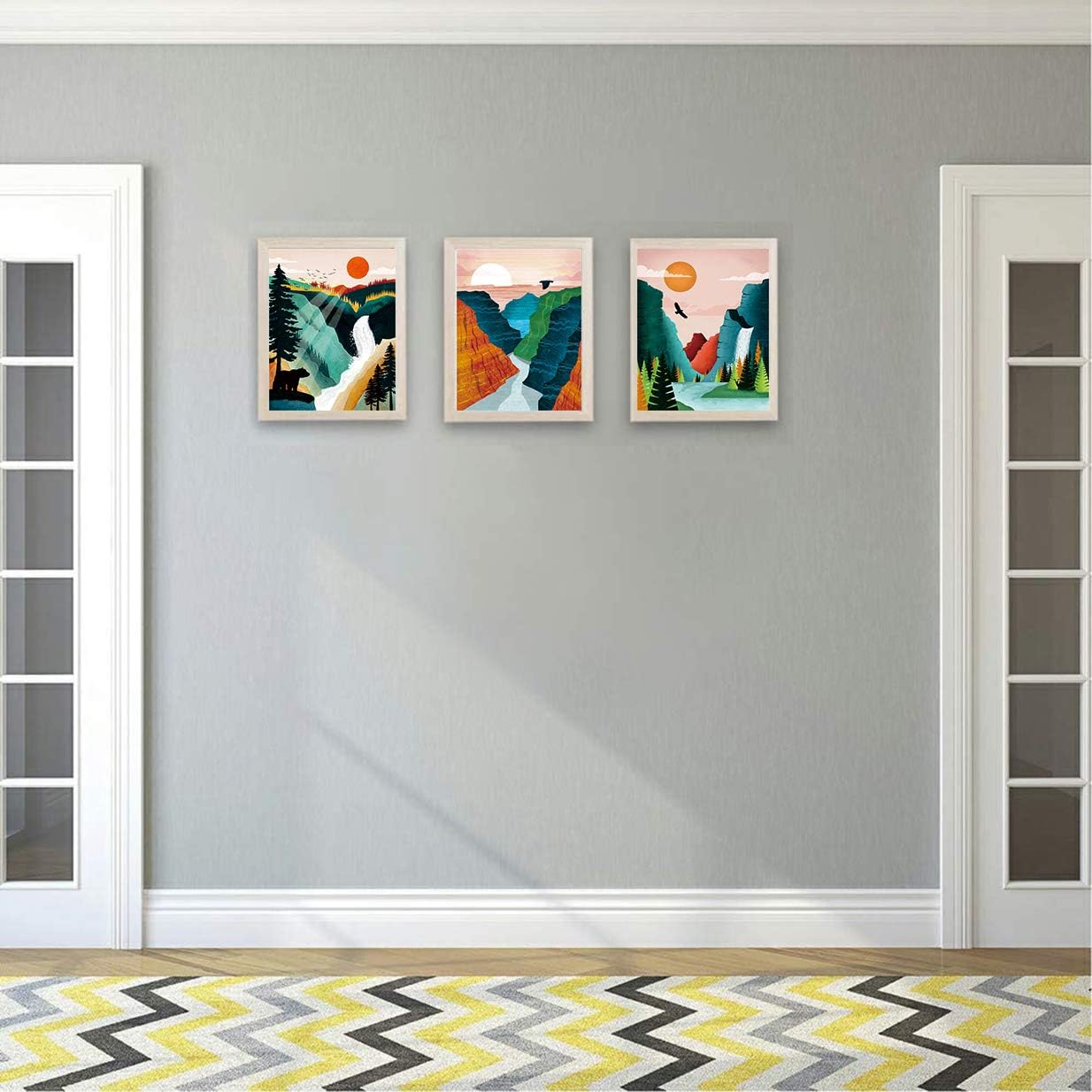 National Park Poster Set of 4, Nature Wall Art Prints for Home Decor, Grand Canyon, Sierra Nevada, Olympic Parks