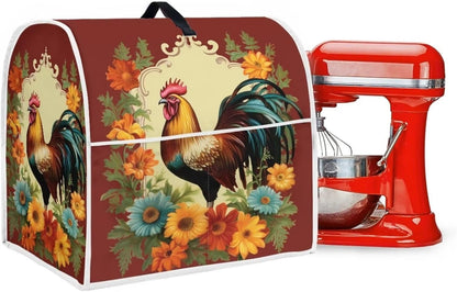 Upetstory Chicken Rooster Kitchen Aid Mixer Cover with Pockets, Compatible with 4.5-5 Quart Kitchen Mixers, Toaster