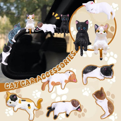 Exasinine Mini Cat Car Accessories - Cute Dashboard Decor & Funny Rear View Mirror Gift | 10 Pcs Set