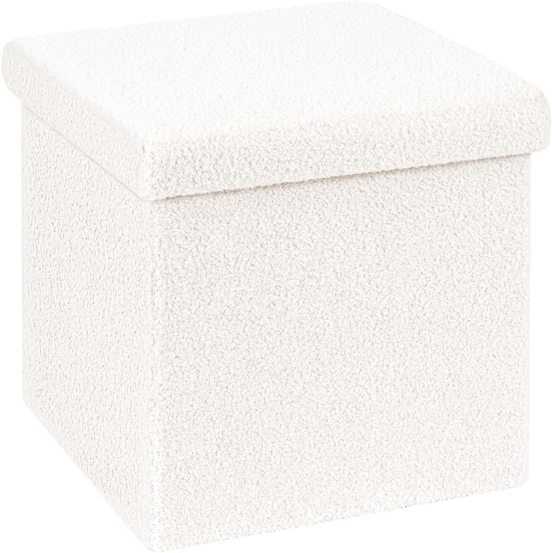12.6"x12.6"x12.6" B FSOBEIIALEO Small Storage Ottoman Cube Sherpa Ottomans Foot Rest, Foldable Boucle Ottoman, Faux