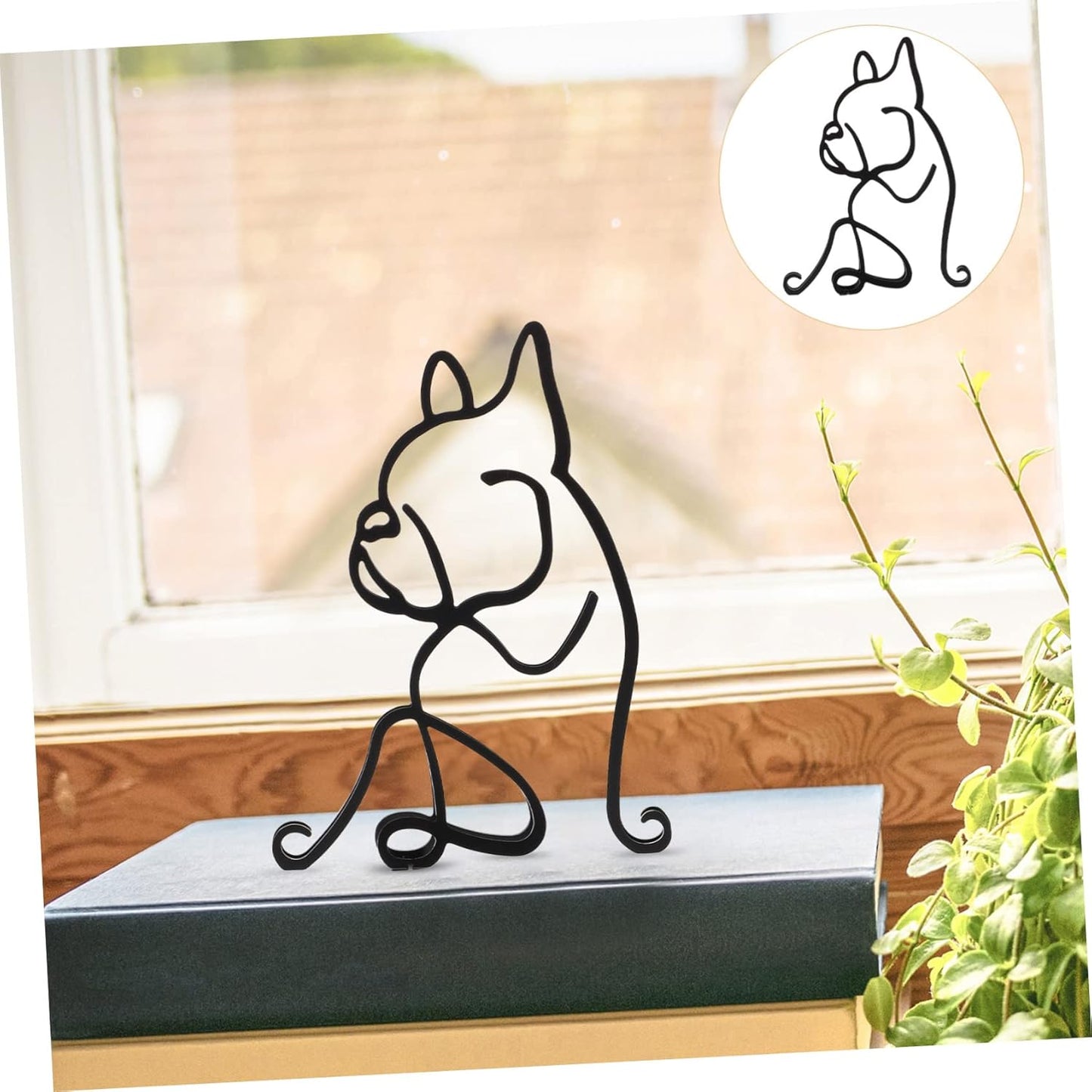 Wrought Iron Pet Ornament, Abstract Dog Sculpture, Metal Art Figure, Geometric Statue for Desk Decor, Office