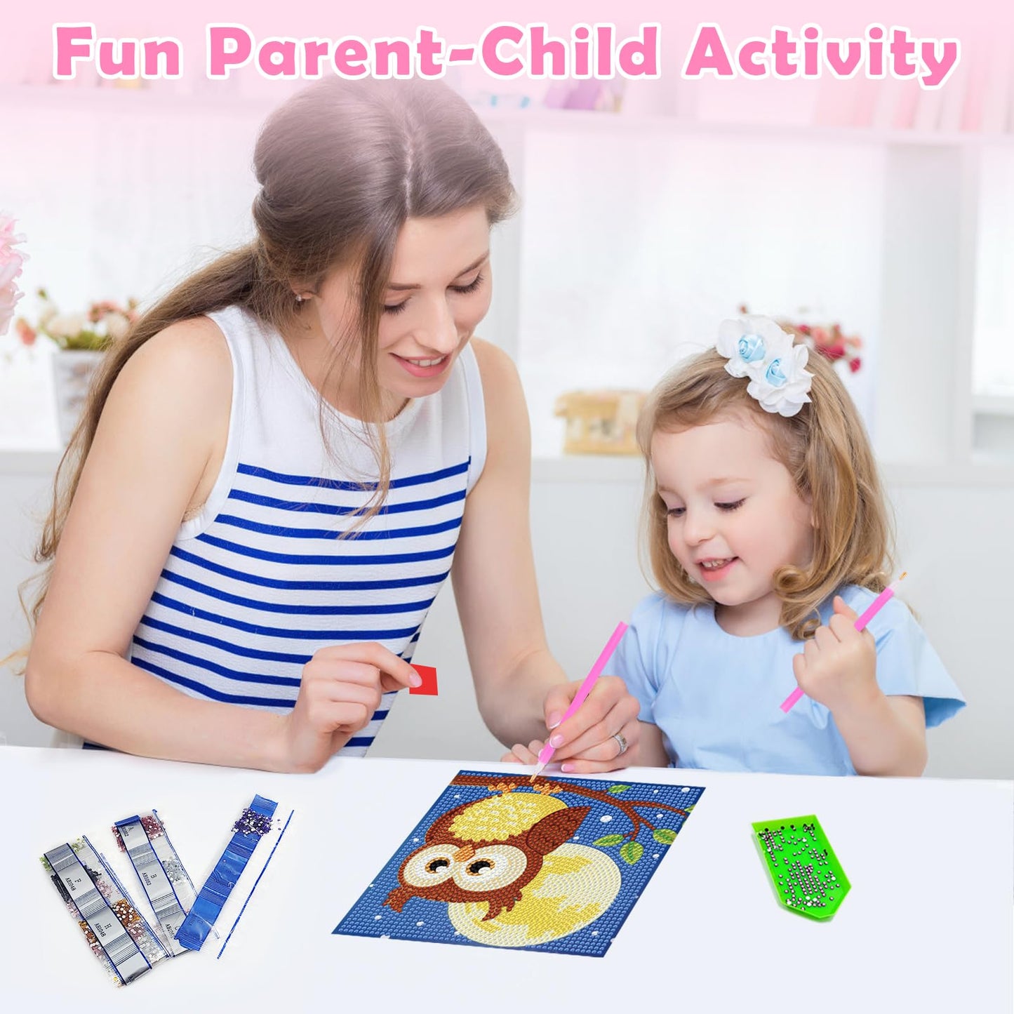 NANZHOO Diamond Art Kits for Kids, 6 Pack 5D Cartoon Diamond Painting Kits for Adults Beginner, Cute Animals DIY Big Gem Art Arts and Crafts for Kid Mosaic Kits for Gift Home Wall Decoration 6X6 inch