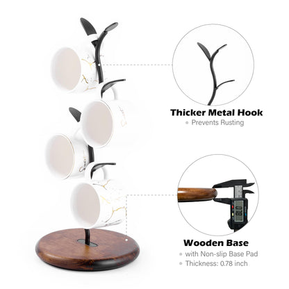 Bellglee Coffee Mug Tree, Mug Holder for Countertop, Cups Storage Rack, Mugs Stand for Coffee Bar Decor & Home Kitchen Organizer
