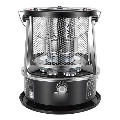 MOTOULAX Portable Kerosene Heater, Adjustable Height 5.2L Tank 20-25 Hours Heat 2.6KW Output for Garage Camping Emergency, with Safety Net and Accessories (Black)