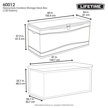 Lifetime 130 Gallon Plastic Deck / Outdoor Storage Box 60040 supplier_id_shedsforlessdirect it#190221651440237