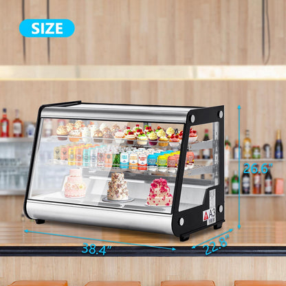 PeacefulHues Commercial Display Refrigerator 6.5 Cu Ft, Countertop Refrigerated Display Case with LED Lighting for Bakery, Cafe, 110V/176W