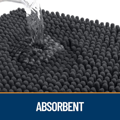 OLANLY Dog Door Mat - Absorbent Non-Slip Washable Chenille Mat for Muddy Paws | 70x46, Dark Grey