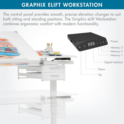 Studio Designs Graphix II, Split Top Height Adjustable Drafting, Drawing Table, eLift