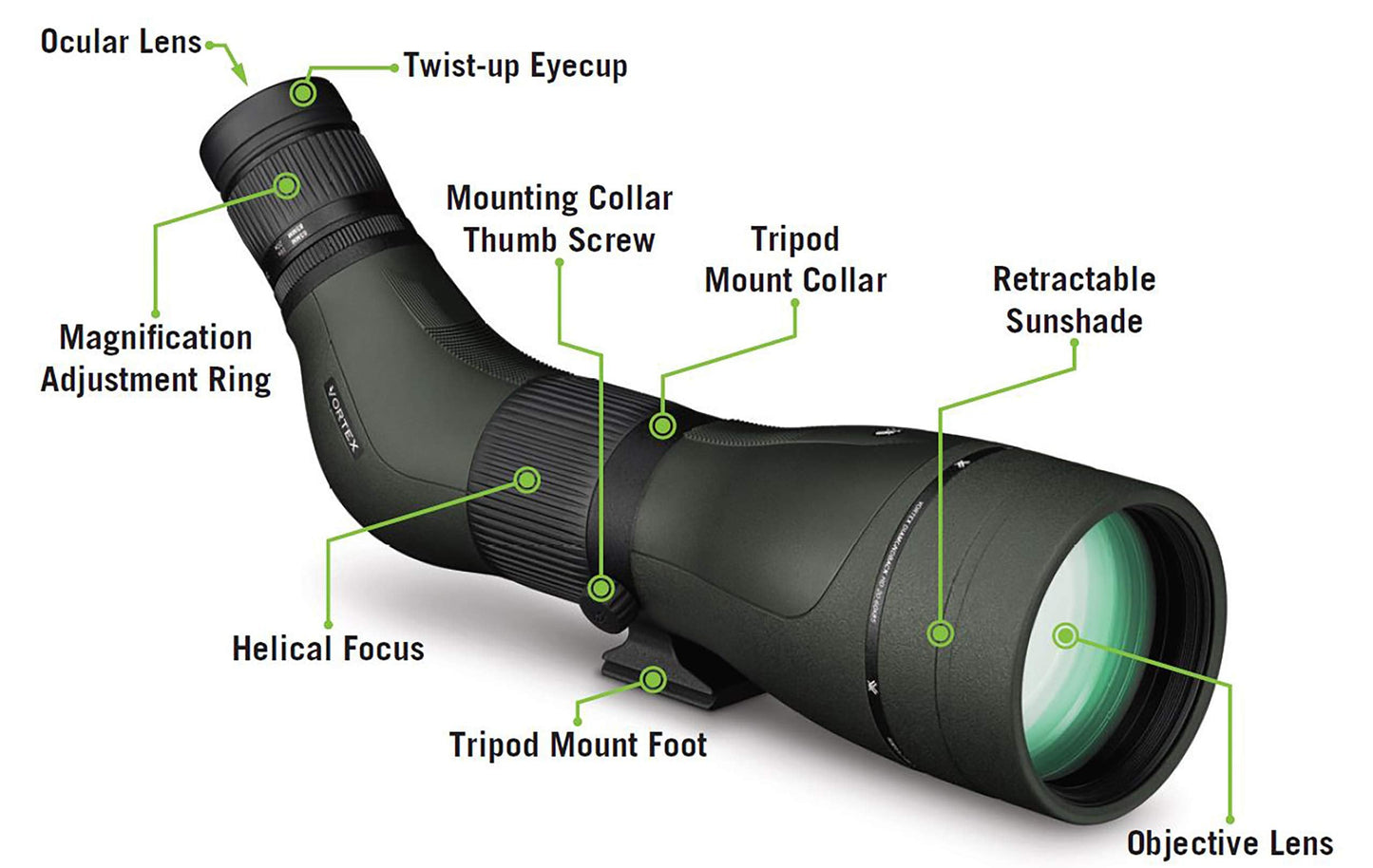 Vortex Optics Diamondback HD Spotting Scope 20-60x85 Angled Green