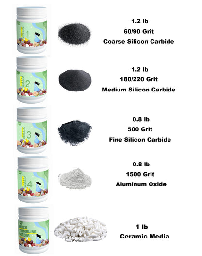 5 LBS Rock Tumbler Grit Set + Ceramic Filler Media, Rock Tumbler Grit Refill Kit,4-Steps Supplies for Tumbling and Polishing Stones and Gems