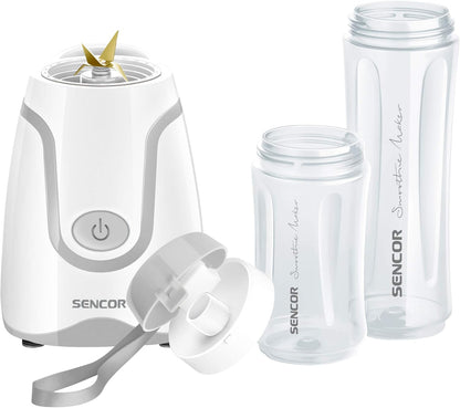 Sencor Smoothie Blender, Portable Personal Blender for Fitness Shakes, Extra Blender Cup and Lid, 300w WHITE